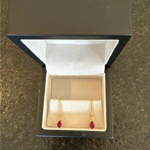 Ruby and diamond 14k solid yellow gold earrings
